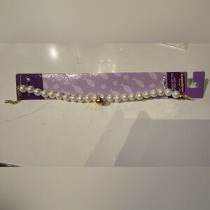 Cat Pearl Necklace collar with Gold Accent